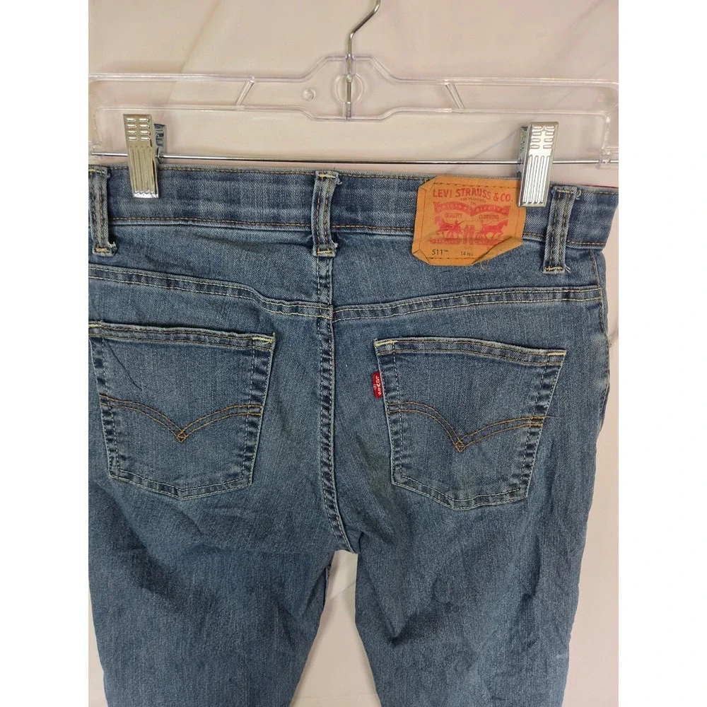 Levis 511 Slim Fit Boys Jeans  Blue Denim Paint Splatter
